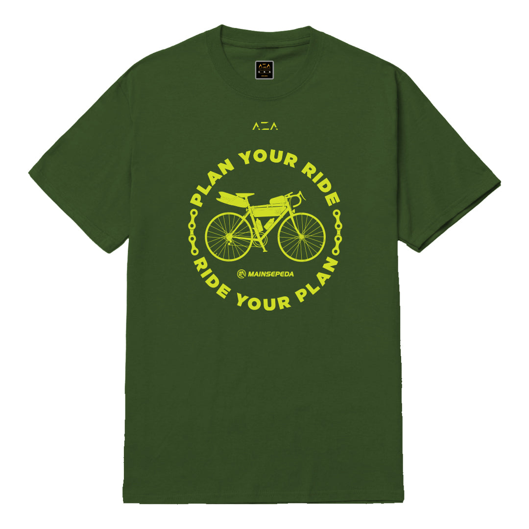 AZA x MAINSEPEDA T-Shirt Plan Your Ride - Cactus Green