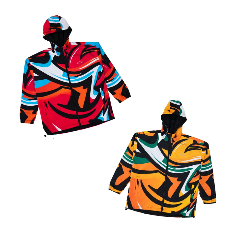 AZA Jacket Windbreaker Graffiti II - Red / Blue