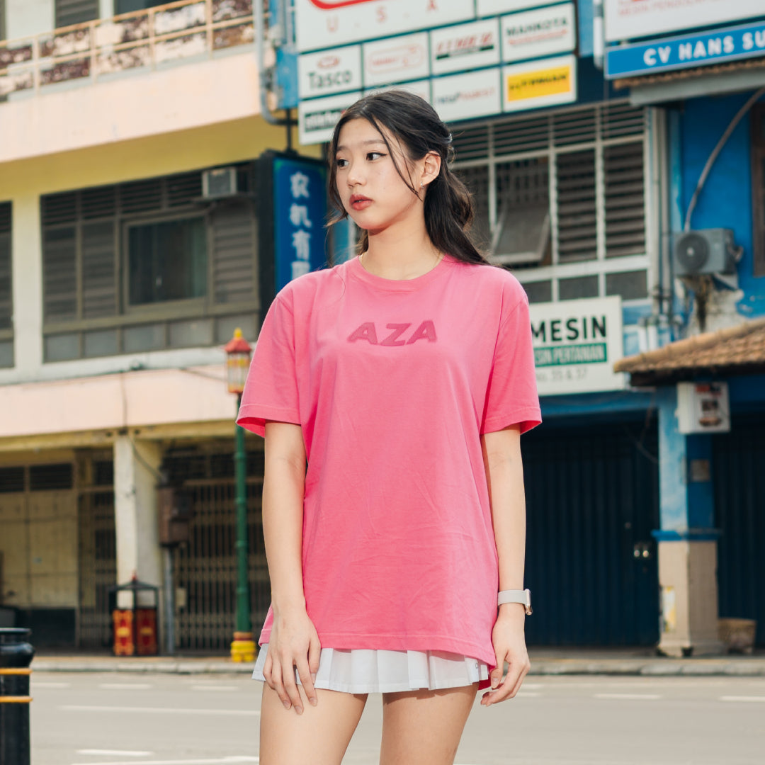 AZA Dot Typography T-Shirt - Pink