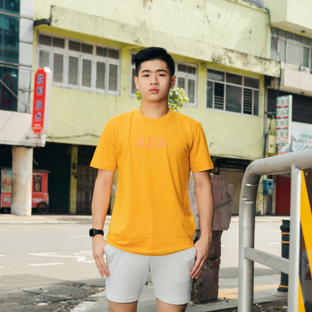 AZA Dot Typography T-Shirt - Mustard