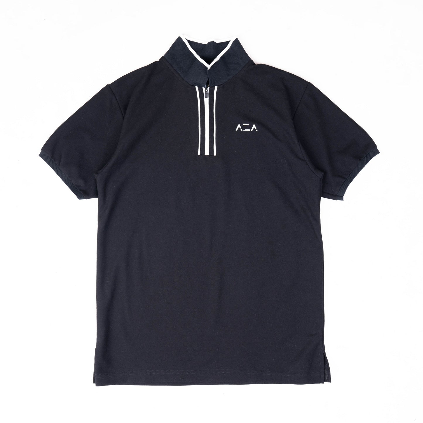 AZA Polo Shirt Striped Zip Dark Series - Black