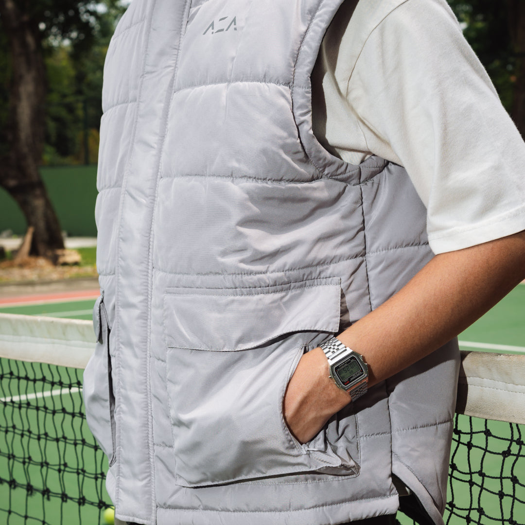 AZA Puffer Pocket Vest - Grey