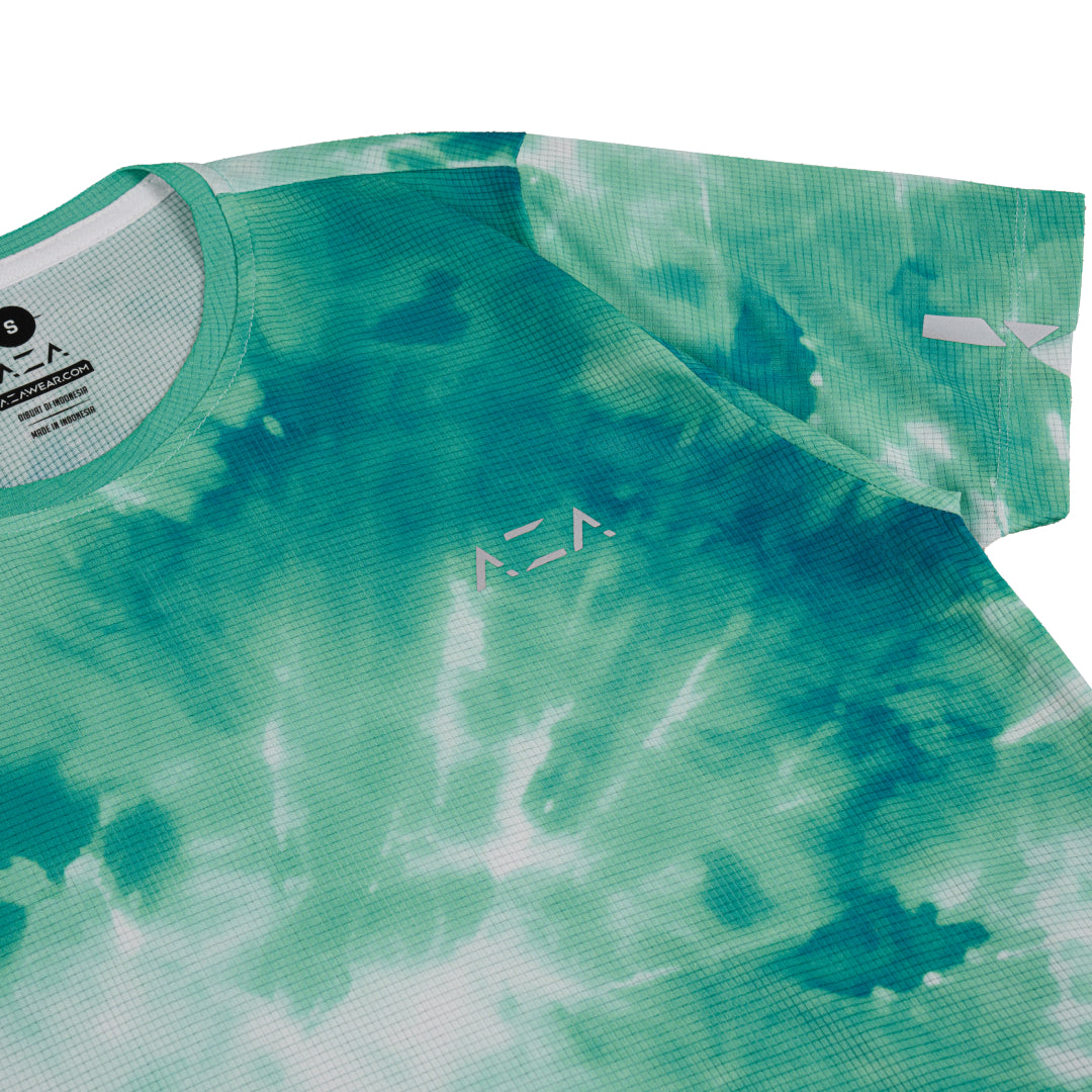 AZA x GFR Allover Print Tie Dye Running Jersey - Green