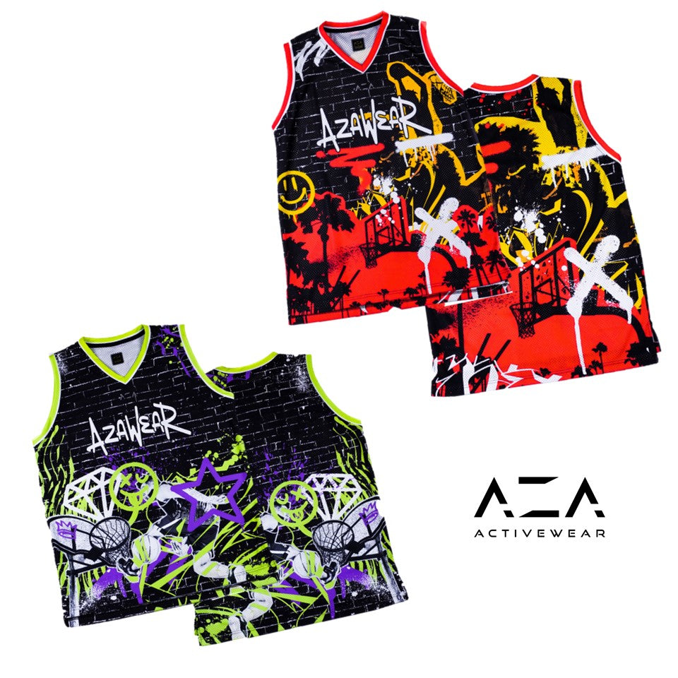 AZA Jersey Basketball Graffiti - Red / Yellow