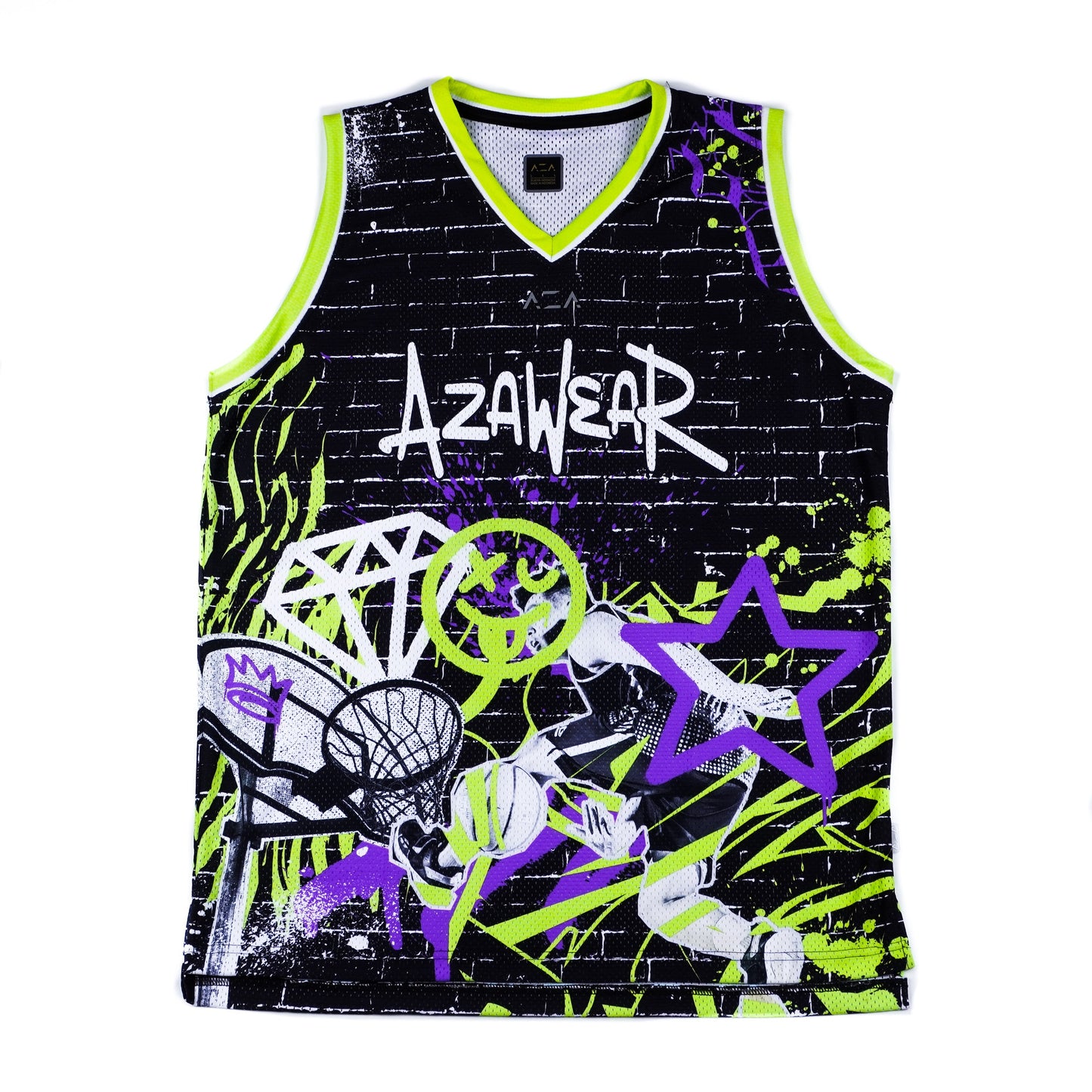 AZA Jersey Basketball Graffiti - Green / Purple