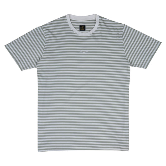 AZA T-Shirt Mini Stripe Crew - Green/White