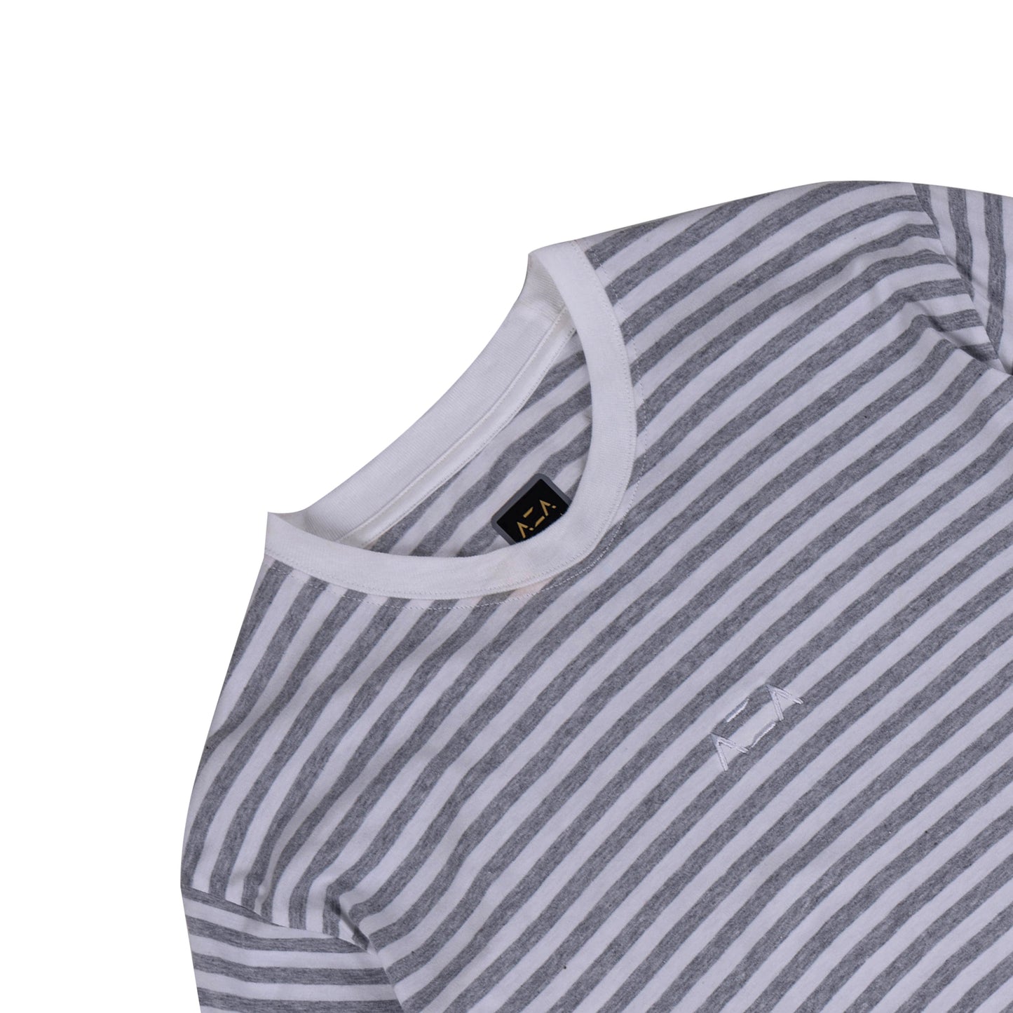 AZA T-Shirt Long Sleeve Basic Stripe Crew - Misty/White