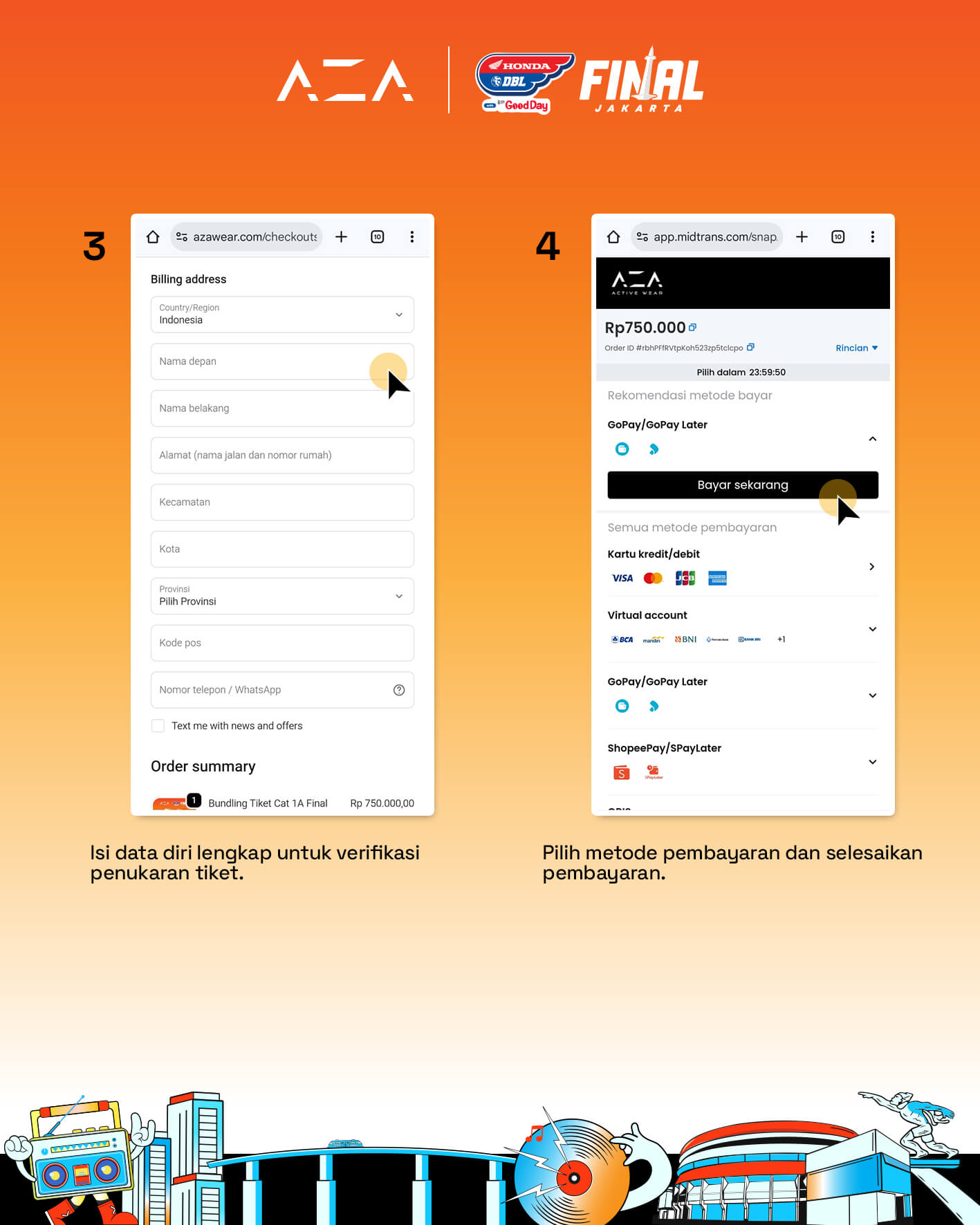 Bundling Tiket Cat 1A Final Honda DBL with Kopi Good Day 2025 Jakarta + Sepatu AZA NEO Classic Curriculum