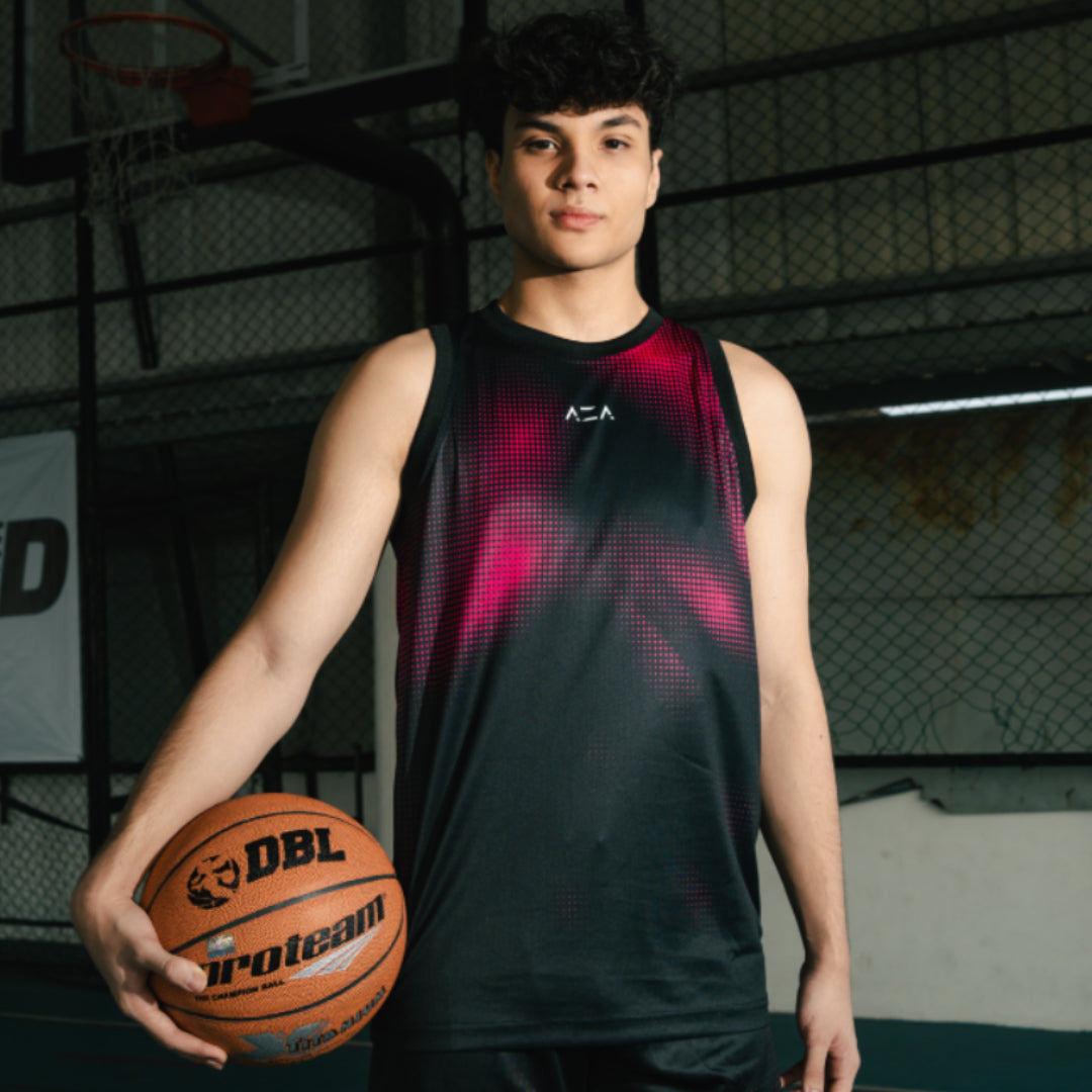AZA Court Halftone Basketball Jersey - Black