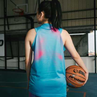 AZA Court Halftone Basketball Jersey - Light Blue
