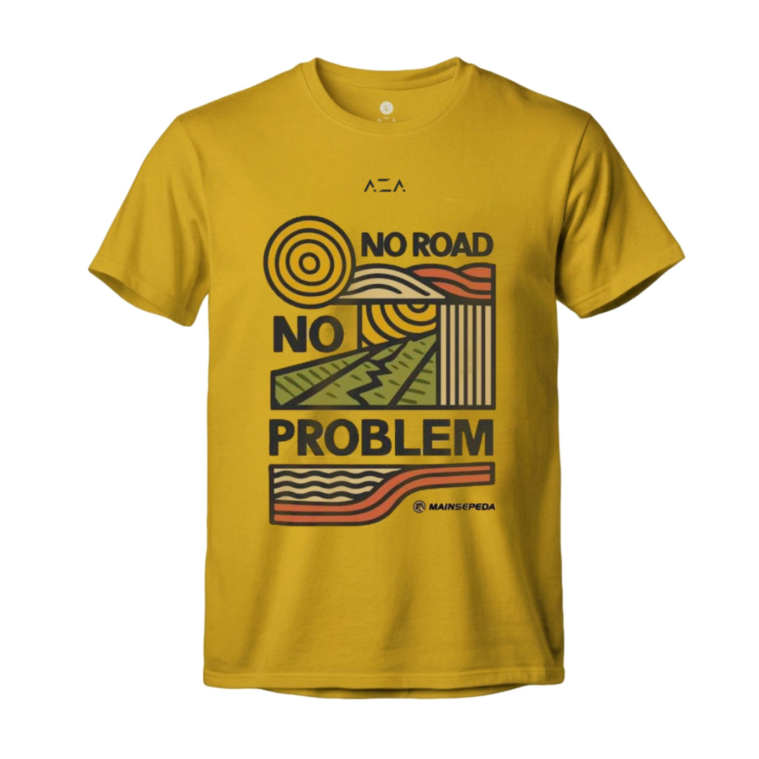 AZA x MAINSEPEDA No Road No Problem Ride Anywhere T-Shirt - Yellow