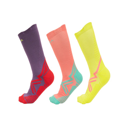 AZA Ignite II Crew Socks - Purple Coral Lime