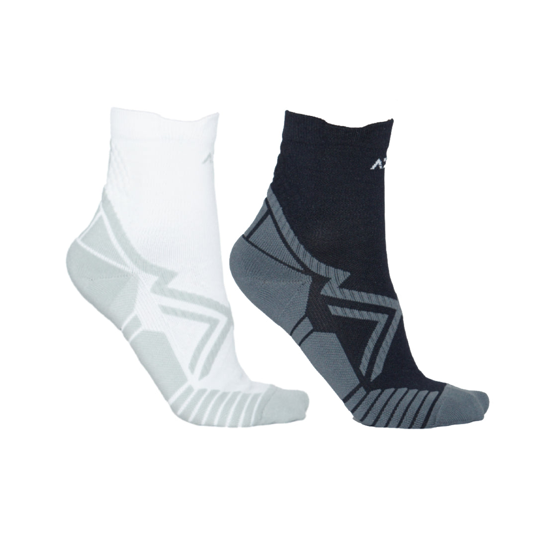 AZA Ignite II Quarter Socks - White Black