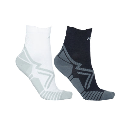 AZA Ignite II Quarter Socks - White Black