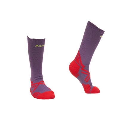 AZA Ignite II Crew Socks - Purple Coral Lime