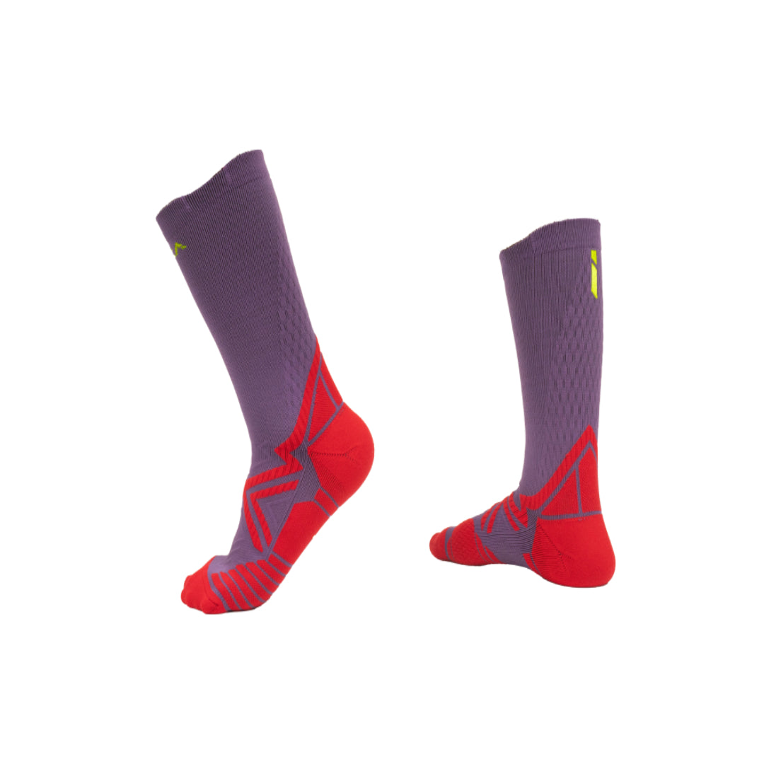AZA Ignite II Crew Socks - Purple Coral Lime