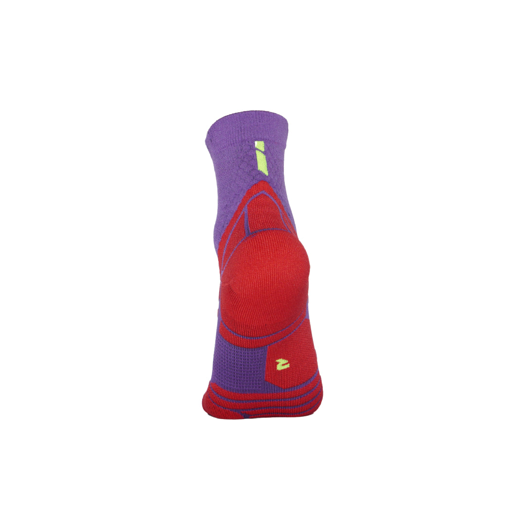AZA Ignite II Quarter Socks - Coral Lime Purple