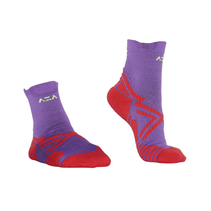 AZA Ignite II Quarter Socks - Coral Lime Purple