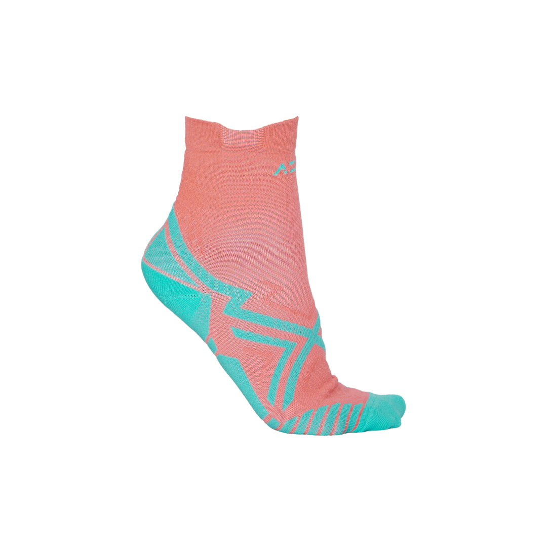 AZA Ignite II Quarter Socks - Coral Lime Purple