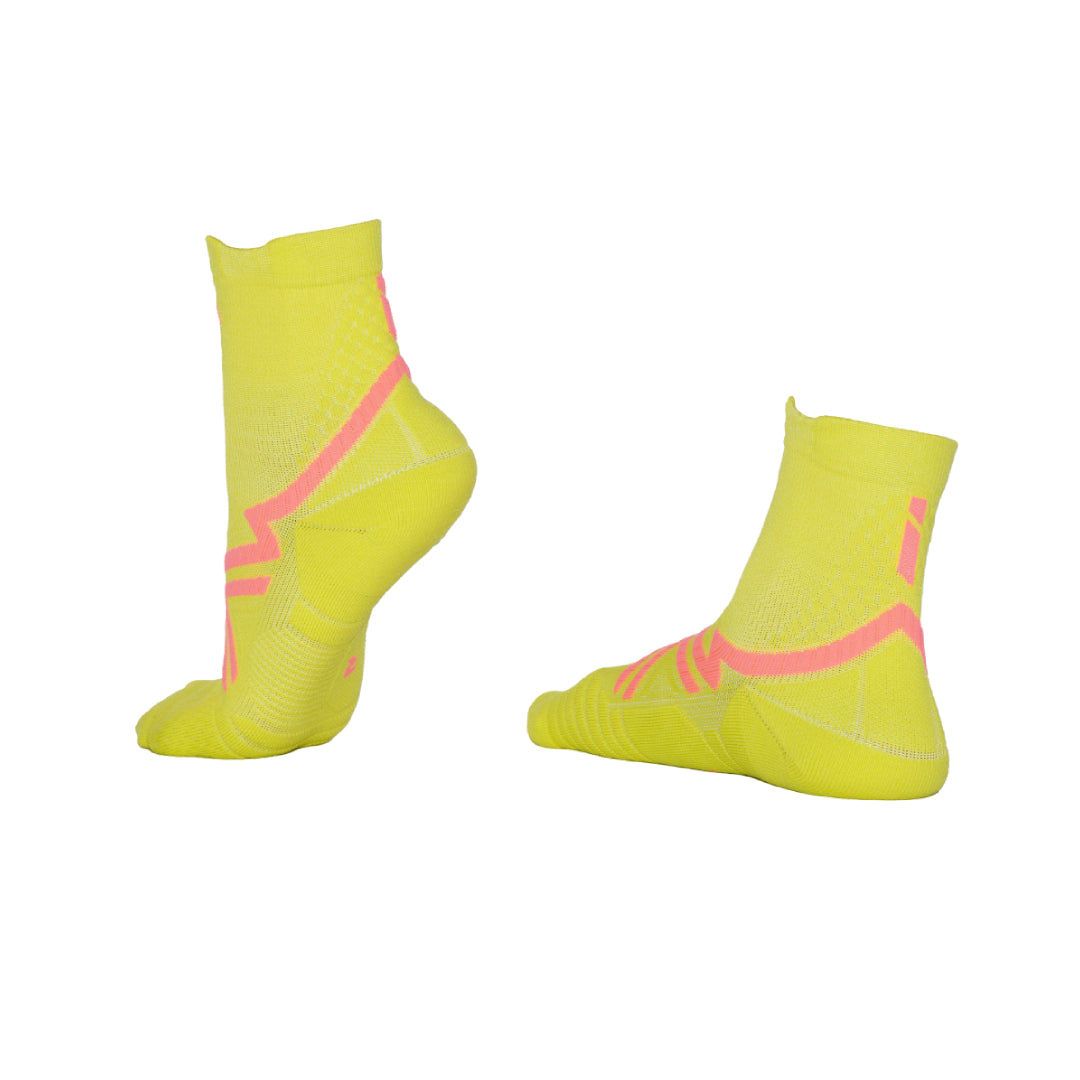 AZA Ignite II Quarter Socks - Coral Lime Purple