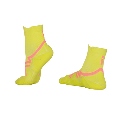 AZA Ignite II Quarter Socks - Coral Lime Purple