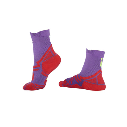 AZA Ignite II Quarter Socks - Coral Lime Purple