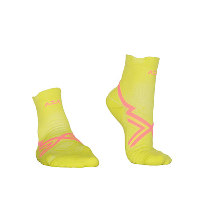 AZA Ignite II Quarter Socks - Coral Lime Purple
