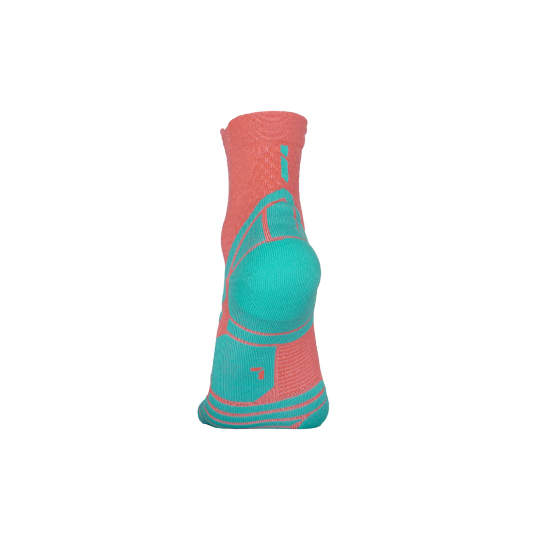 AZA Ignite II Quarter Socks - Coral Lime Purple