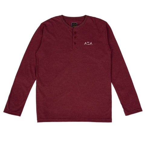 AZA T-Shirt Longsleeve Henley Threetone Series - Maroon