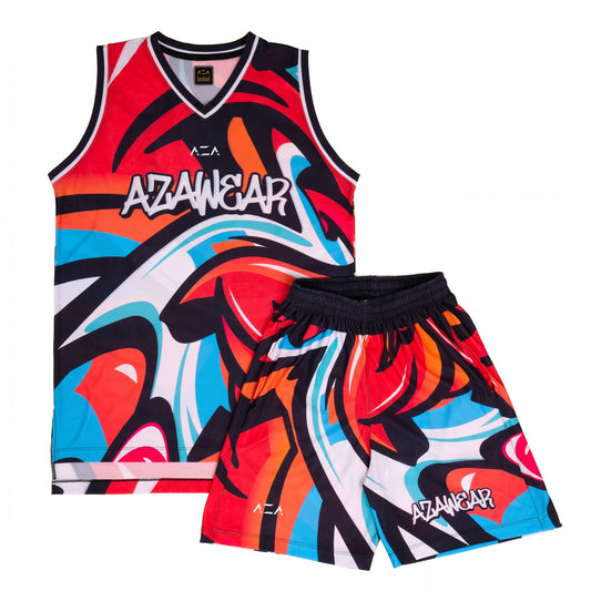 AZA Jersey Basketball Set Graffiti II Edition - Red