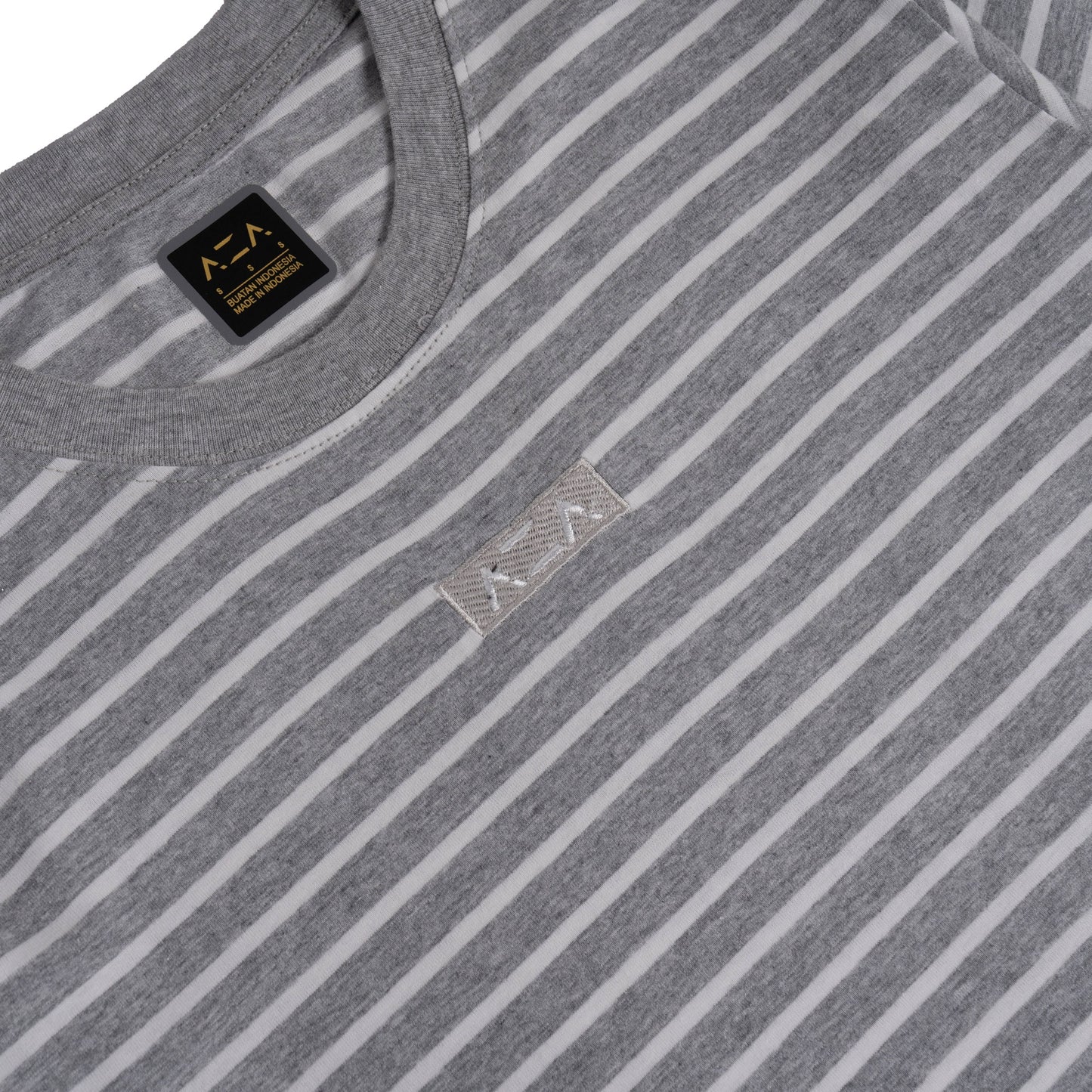 AZA T-Shirt Long Sleeve Box Mini Stripe - Grey / White