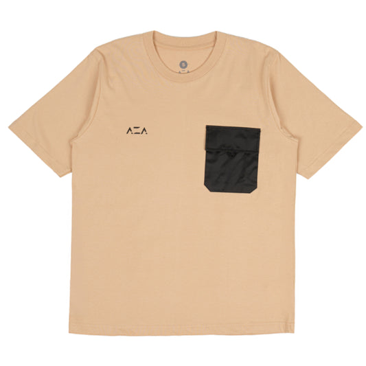 AZA Basic Pocket Combination Oversize T-Shirt - Cream