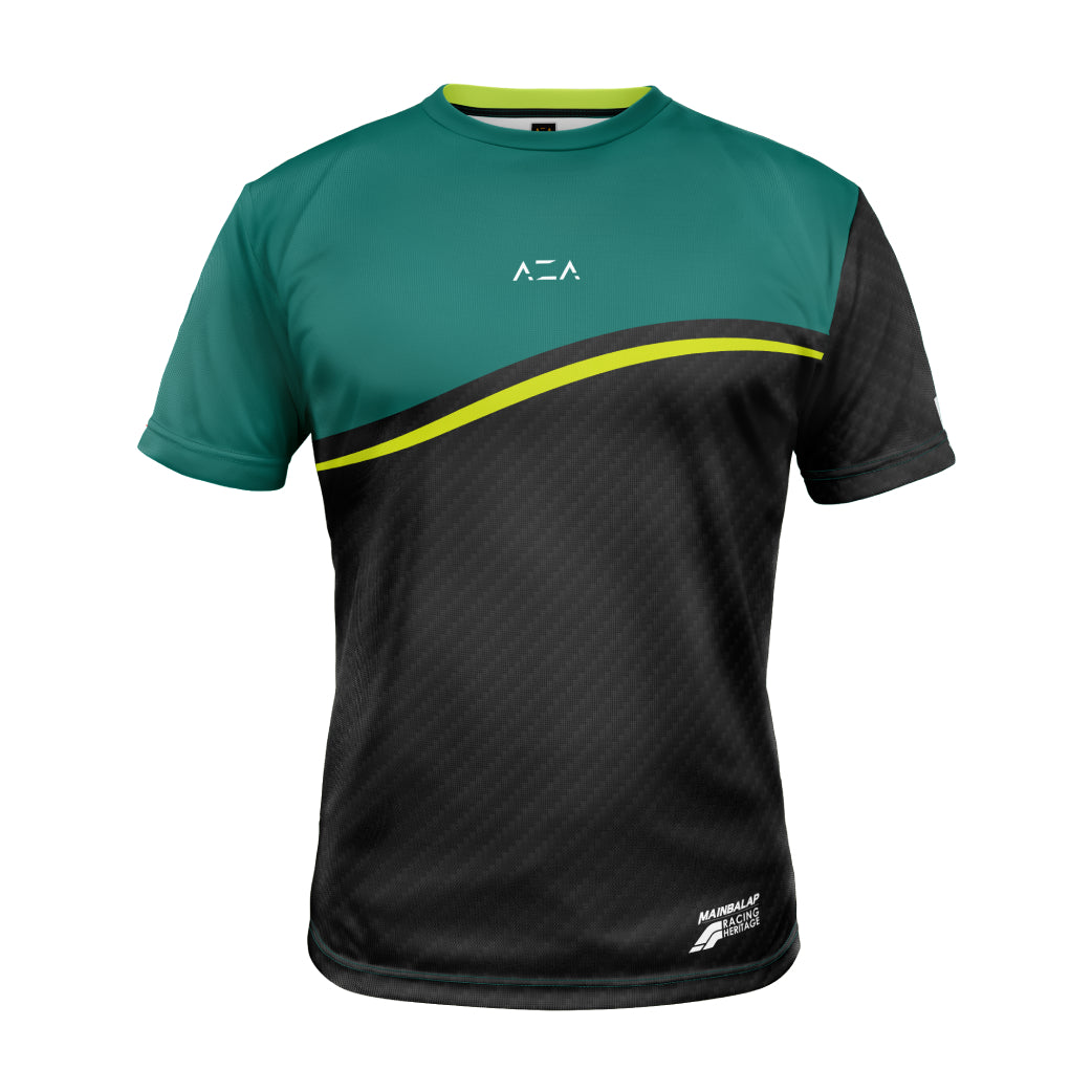 AZA x Mainbalap Racing Heritage Carbon Pattern Performance Shirt - Green