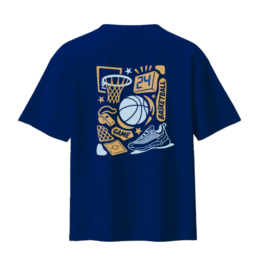 AZA X DBL Academy Hoop Graphic Oversized T-Shirt - Blue