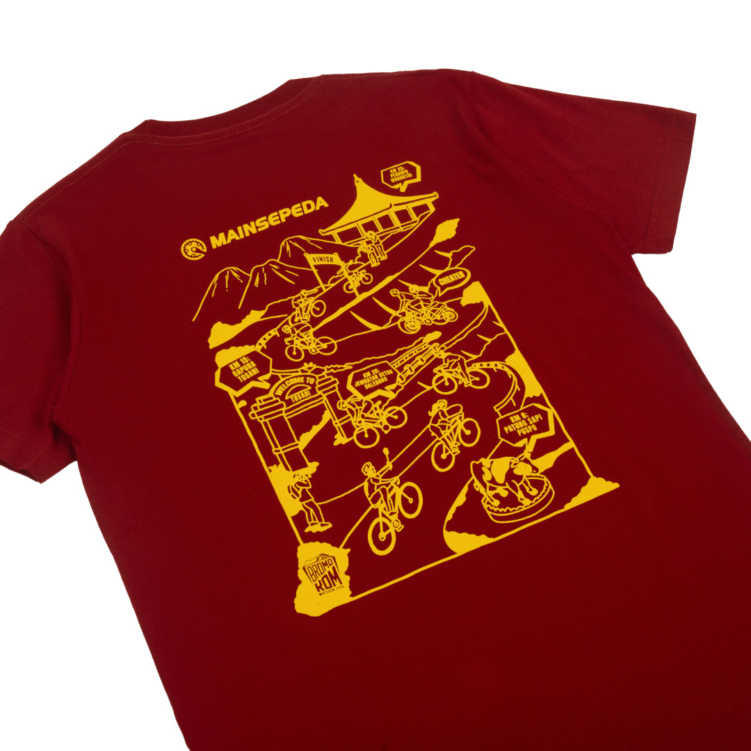 AZA x MAINSEPEDA Bromo KOM Since 2014 T-Shirt - Maroon