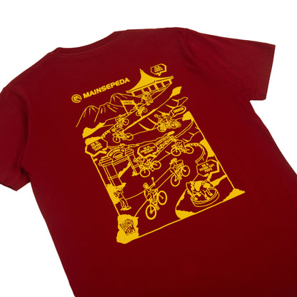 AZA x MAINSEPEDA Bromo KOM Since 2014 T-Shirt - Maroon