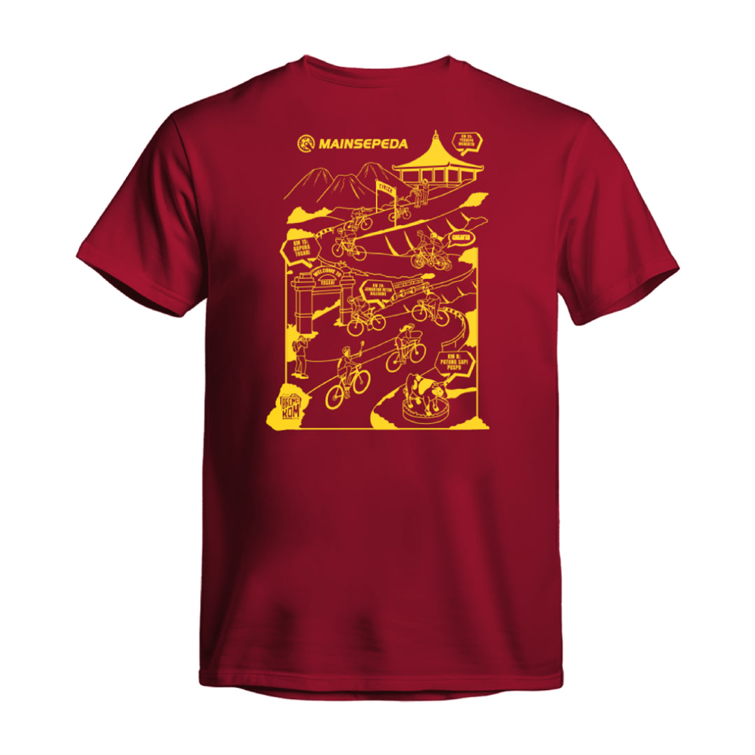 AZA x MAINSEPEDA Bromo KOM Since 2014 T-Shirt - Maroon