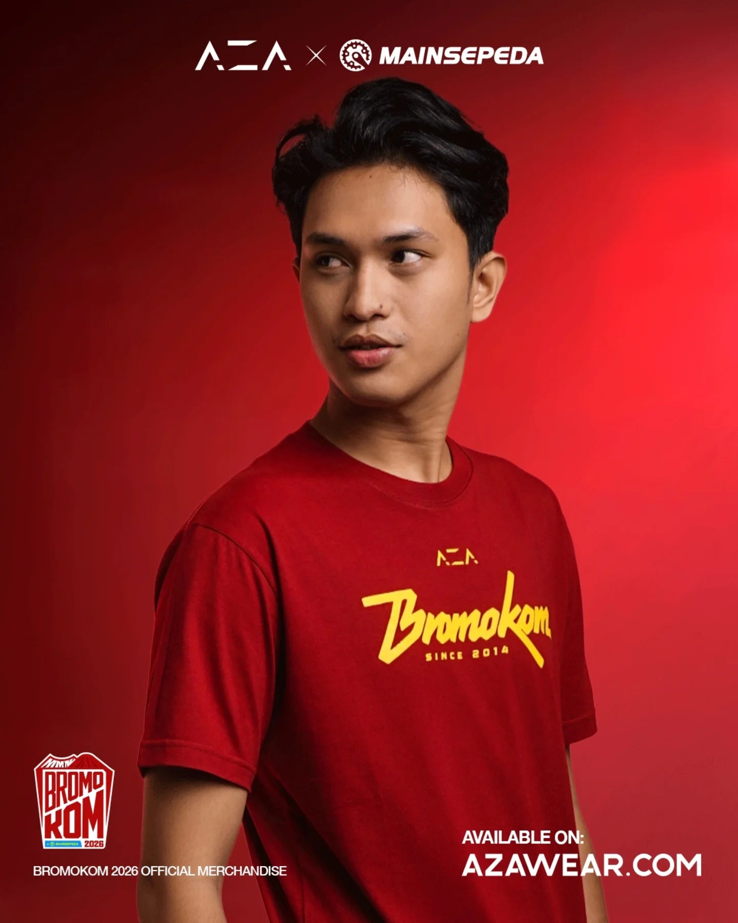 AZA x MAINSEPEDA Bromo KOM Since 2014 T-Shirt - Maroon