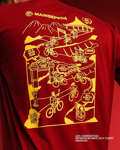 AZA x MAINSEPEDA Bromo KOM Since 2014 T-Shirt - Maroon
