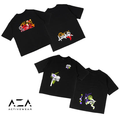AZA T-Shirt Oversize Graffiti Series - Black / Red