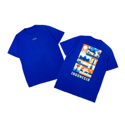 AZA T-Shirt Indonesia Landmarks - Blue