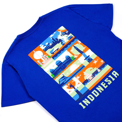 AZA T-Shirt Indonesia Landmarks - Blue