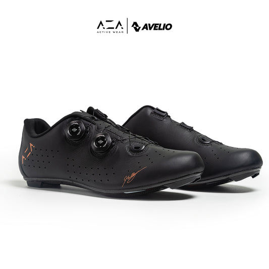 AZA x Avelio AA Signature Cycling Shoes - Black / Copper (Sepatu Sepeda Karbon)