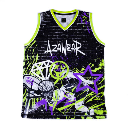 AZA Jersey Basketball Graffiti - Green / Purple